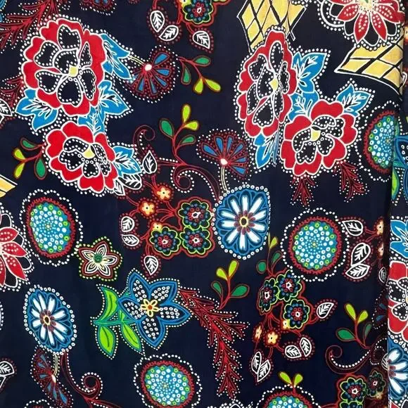 Slinky Brand Women Floral Asymmetric Blouse off the shoulders Crew neck Sz 1X - Picture 8 of 11